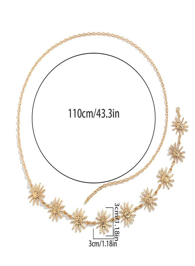 WFik Metal Sunflower Waist Chain Belt Bikini Sun Waist Chains Jewelry Summer Beach Waist Belly Chain Adjustable Body Link Belt for Women (Gold) - Image 4